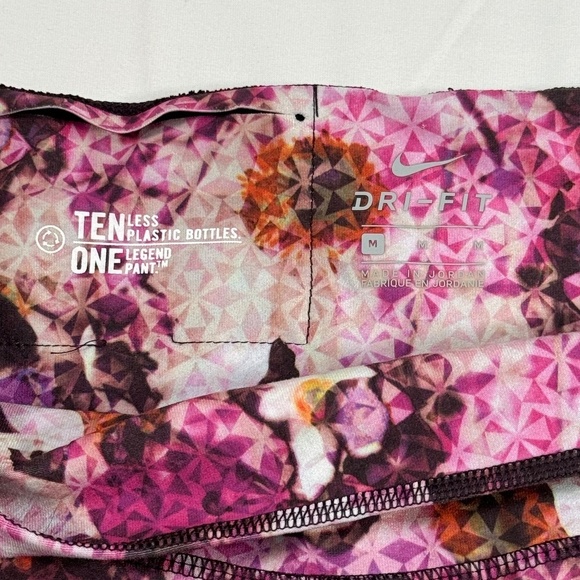 Nike Dri-Fit Power Legend Floral Leggings Womens Size M Port Wine Mesh - Picture 3 of 10